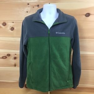 Columbia Fleece Size Small Green Gray Zip Front